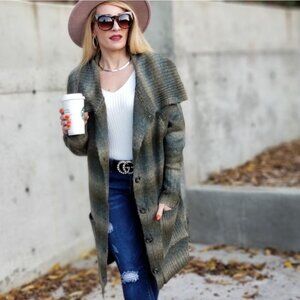 Green Toned Button Down Cardigan